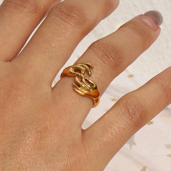 Promise Infinity Hand Gesture Ring 18K Gold Plated - Picture 2 of 7